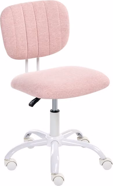 Silla Giratoria de Escritorio Bubbly de BELIANI, Tapizada en Tela Rosa y Blanca, Altura Ajustable y Sin Reposabrazos para Oficina o Habitación Infantil