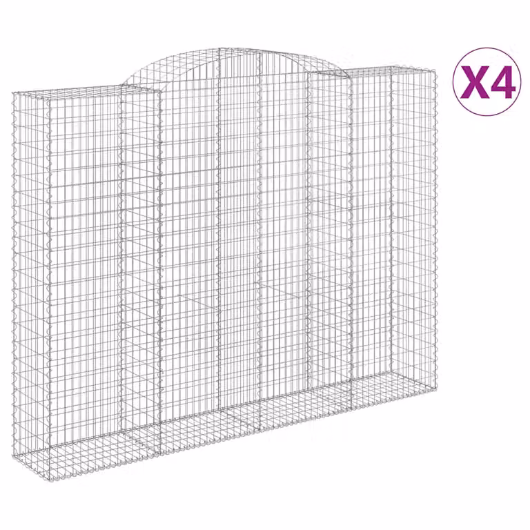 Set de 4 cestas de gaviones videx en acero galvanizado color plata con forma de arco An/P/Al: 300 x 50 x 220/240 cm