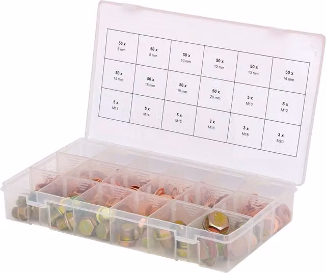 Surtido de 534 tornillos y anillos de estanquidad para cárter KSTOOLS en colores plata y multicolor