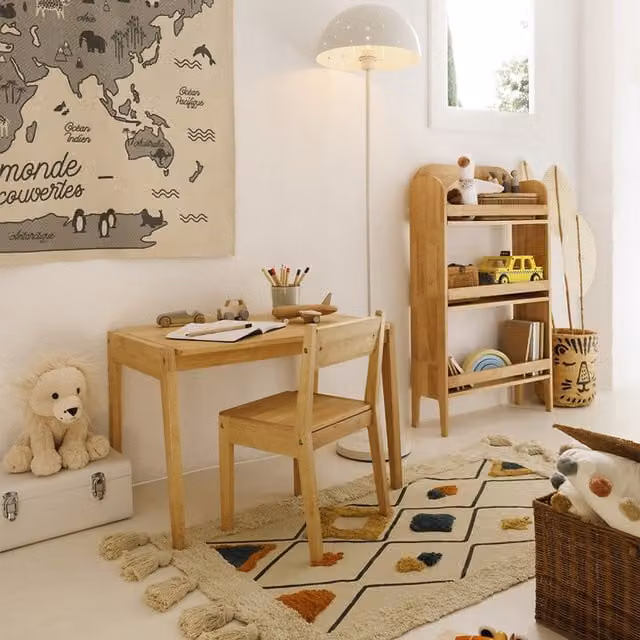 Librería infantil Robin de Atmosphera en madera de caucho color marrón y beige, Altura: 100 cm