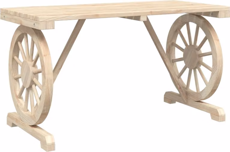Mesa de jardín rectangular de madera maciza de abeto Syfax en tonos marrón, beige y multicolor, An/P/Al: 115 x 55 x 65 cm
