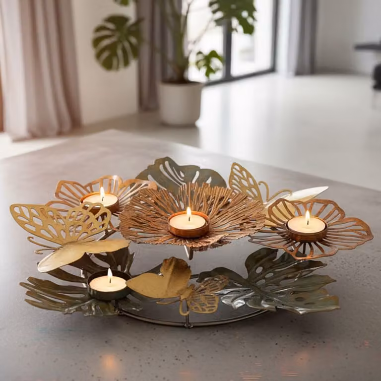 Portavelas de metal multicolor Mauro Ferretti para tealight An/P/Al: 45 x 42,5 x 6,5 cm