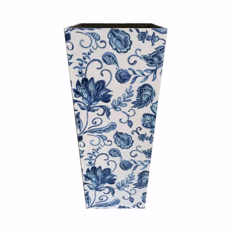 Paragüero rectangular floral Mobili Rebecca de MDF y lona en blanco y azul