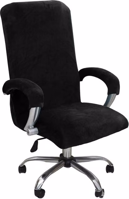 Funda de terciopelo elástica Elle para silla de oficina y sillón, talla XL, color negro