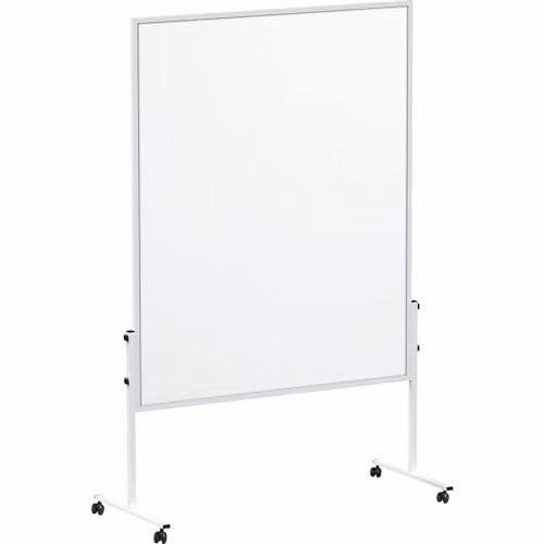 Panel de moderación móvil MAULsolid de doble cara en color blanco con estructura de metal y tejido, An/P/Al: 120 x 150 x 190 cm