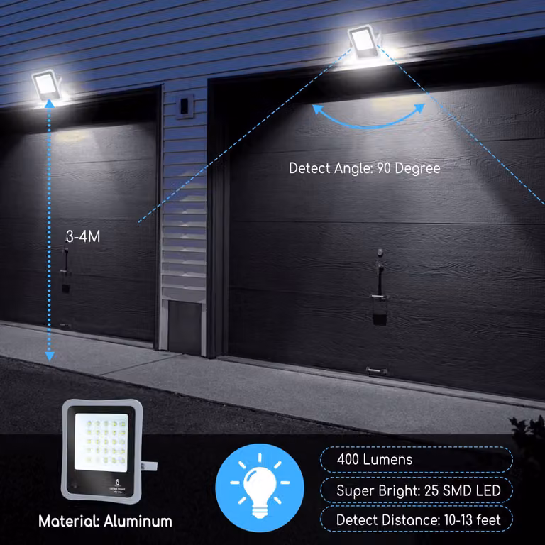 Foco LED solar Aigostar de 30W con sensor de movimiento y mando a distancia, luz blanca fría, color gris y blanco, An/P/Al: 17,6 x 21,1 x 4,3 cm