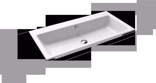 Lavabo empotrado Puro de Kaldewei en acero esmaltado blanco, rectangular y sin agujero para grifo, An/P/Al: 90,0 x 46,0 x 1,4 cm