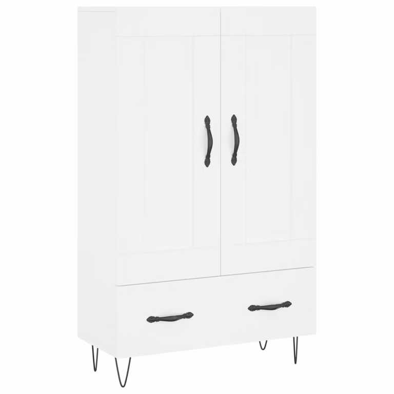 Aparador alto moderno vidaXL de madera de ingeniería en color blanco, An/P/Al: 69,5 x 31 x 115 cm