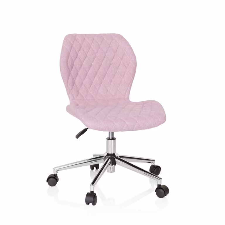 Silla giratoria infantil hjh OFFICE en tela rosa con ruedas y estructura de metal