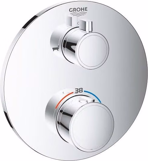 Mezclador termostático de monomando Grohe para baño y ducha con caño giratorio en acabado cromado plata