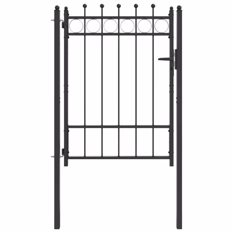 Puerta de cerca vidaXL HORST de metal negro con cerradura An/Al: 100 x 125 cm