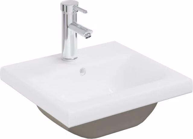 Lavabo de baño empotrado rectangular de cerámica blanca Helloshop26 con rebosadero An/P/Al: 42 x 39 x 18 cm