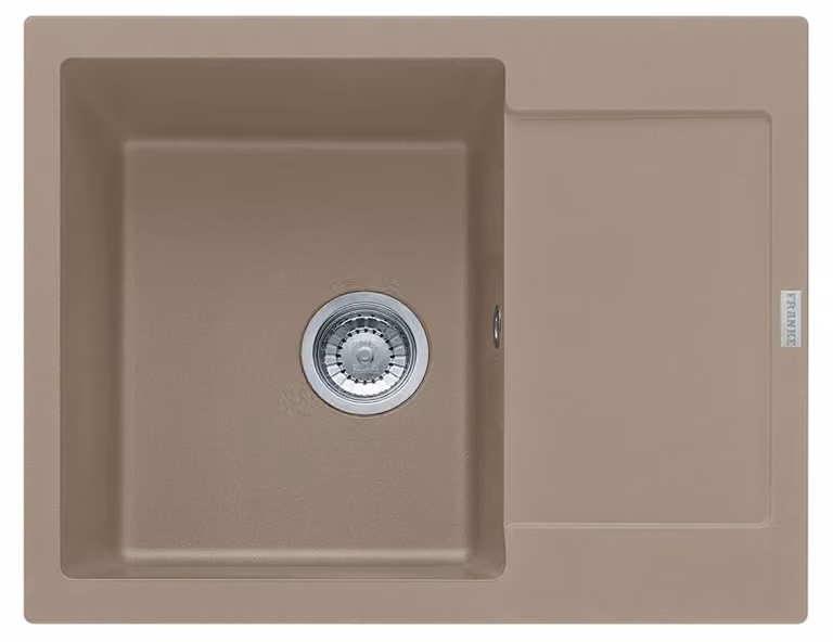 Fregadero de encastre Franke serie Maris MRG 611-62 en granito compuesto color beige, reversible, An/P/Al: 62 x 50 x 20 cm