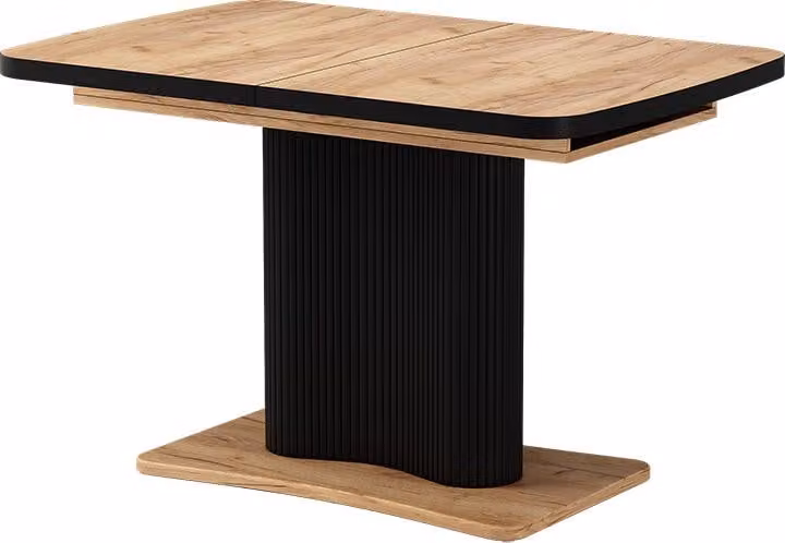 Mesa de comedor extensible Vicco Fenaro en color roble y negro con sistema de hoja mariposa