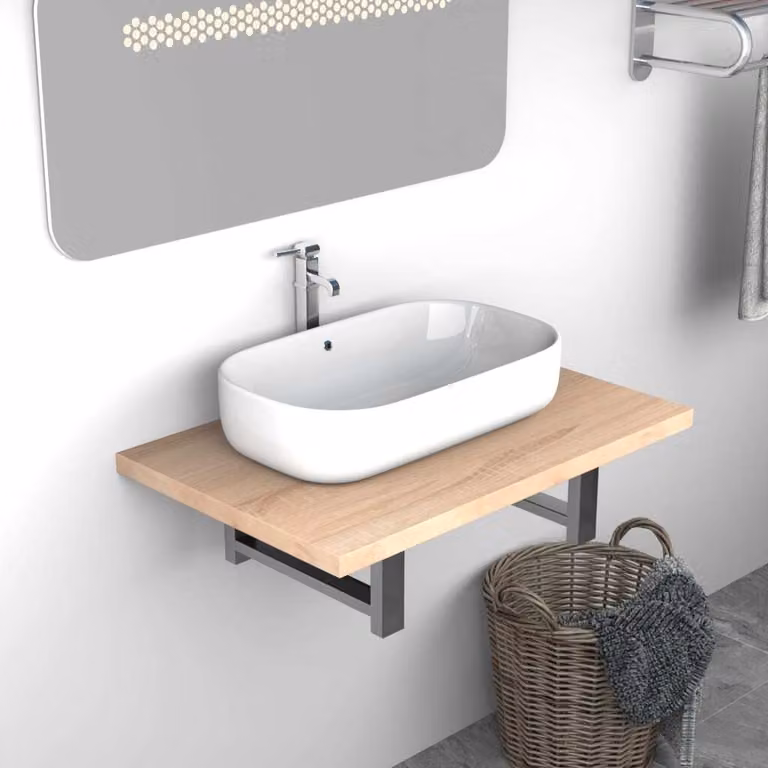 Mueble de cuarto de baño Syfax de diseño moderno en color roble marrón, An/P/Al: 60 x 40 x 16,3 cm