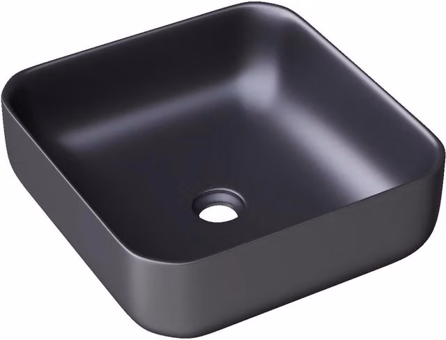 Lavabo sobre encimera Sanycces de cerámica cuadrado en color negro, An/P/Al: 38.5 x 38.5 x 13.5 cm