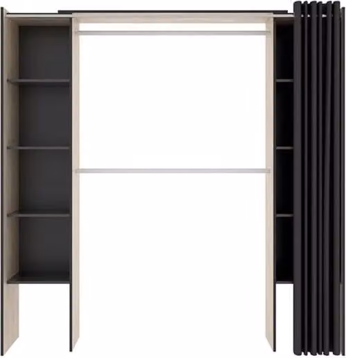 Armario vestidor Suit Dekit con estantes y barra de colgar en color roble y gris, An/P/Al: 180 x 50 x 205 cm