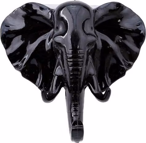 Gancho autoadhesivo con forma de cabeza de elefante de SELECT ZONE para colgar bolsos y llaves en pared o puerta, disponible en negro, gris o blanco