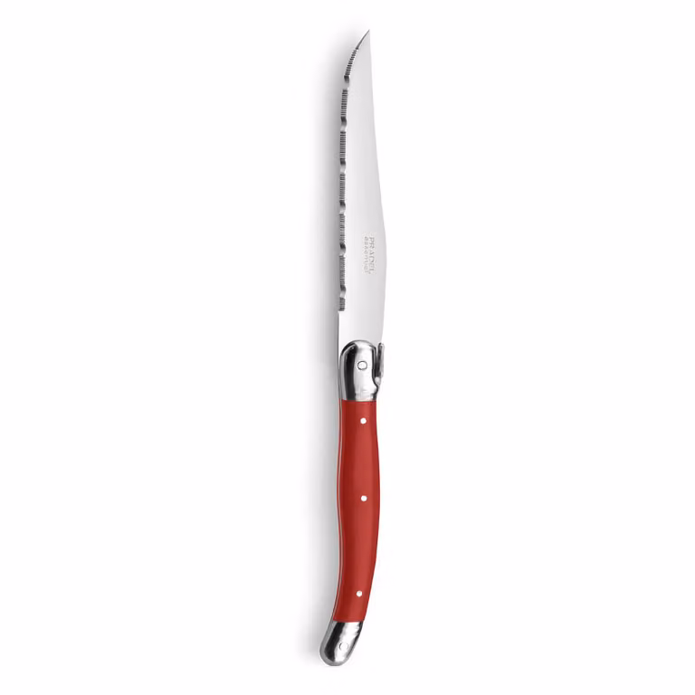 Set de 6 cuchillos chuleteros Lou Laguiole Rustic de acero inoxidable con mango de polipropileno rojo