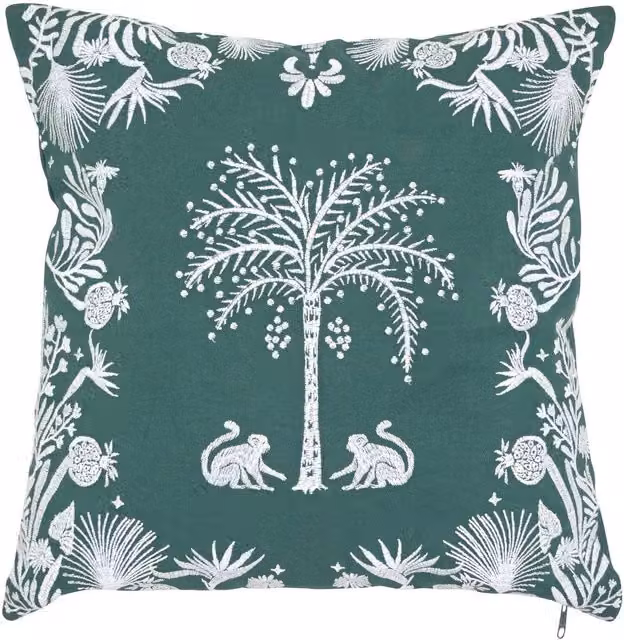 Cojín Bordado The Palm Resort Verde de Atmosphera, An/An/Al: 45 x 45 x 45 cm