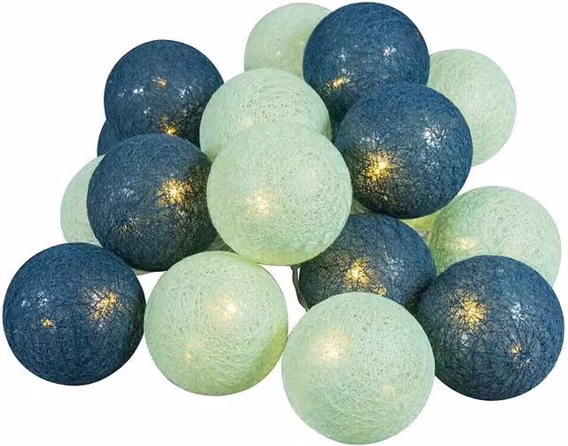 Guirnalda luminosa LED Ball multicolor con 20 bombillas redondas para interior, funciona con pilas