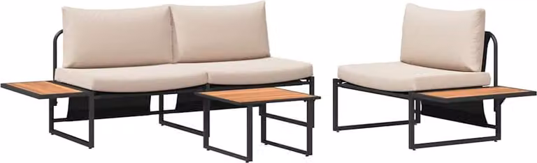 Conjunto de comedor de jardín Syfax de 3 piezas en acero con acabado mate color taupe