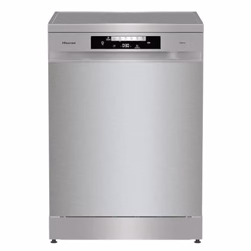 Lavavajillas Independiente Hisense HS642C60X en Acero Inoxidable con 14 Servicios, Apertura de Puerta Automática y Programas Rápidos, Color Plata