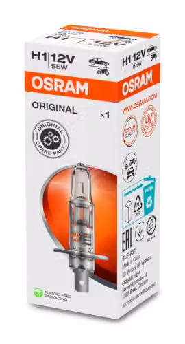 Lámpara halógena Osram P14,5s 12V 55W blanca transparente