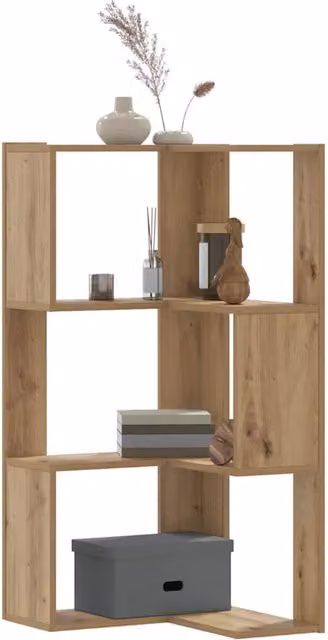 Estantería de esquina de 3 niveles vidaxl en madera color roble marrón con diseño moderno An/P/Al: 50 x 50 x 102 cm