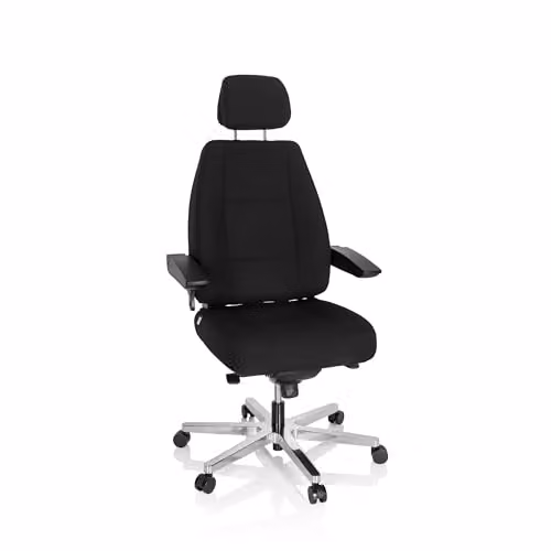 Silla de oficina ergonómica giratoria hjh OFFICE en tela negra con reposacabezas y soporte de hasta 150 kg