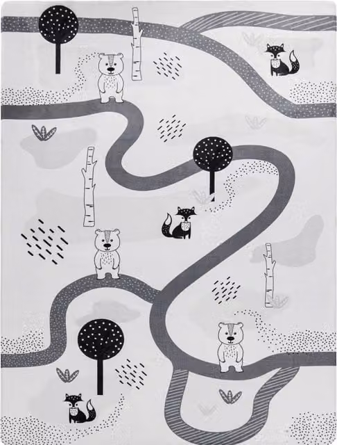Alfombra infantil lavable Chiko de diseño de animales en color blanco y gris, An/P: 80 x 150 cm
