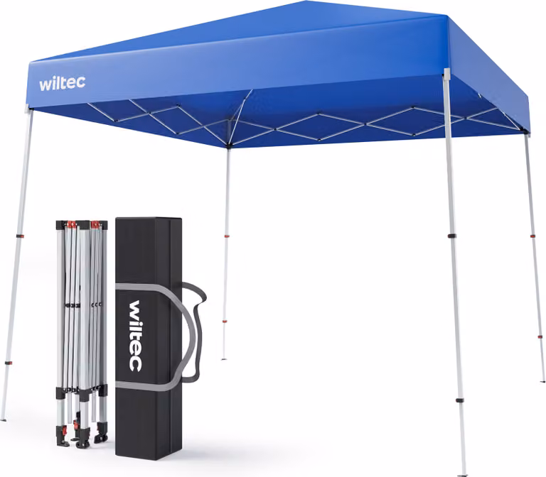 Pabellón plegable Wiltec impermeable azul con protección UPF 50+, An/P/Al: 250 x 250 x 270 cm