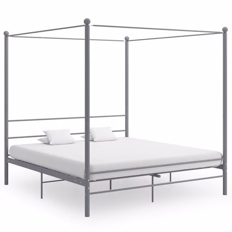 Estructura de cama con dosel vidaXL de metal en color gris de 180 x 200 cm