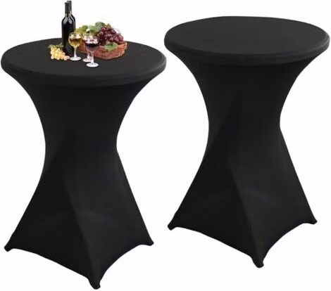 Juego de 2 manteles elásticos redondos XISRENS para mesas de cóctel y banquetes, color negro