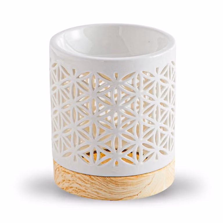 Quemador de perfume Zen'Arôme de cerámica lacada blanca para tealight, Altura: 10,5 cm