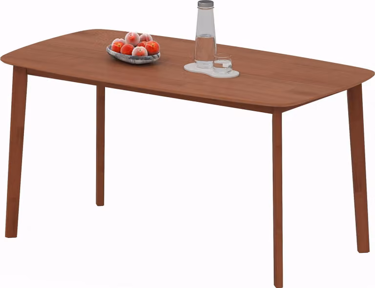 Mesa de comedor Northio de madera de pino lacada, diseño moderno rectangular con bordes redondeados, color marrón, An/P/Al: 150 x 80 x 76 cm