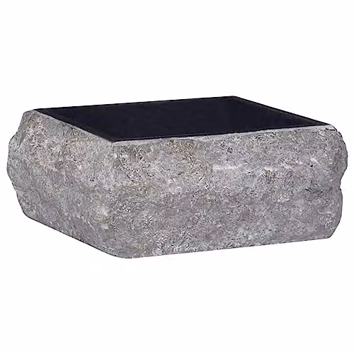 Lavabo de baño cuadrado de piedra natural Helloshop26 en color negro, An/P/Al: 30 x 30 x 13 cm
