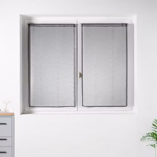 Par de visillos de organza Homemaison con rayas plateadas en gris claro, An/Al: 60 x 120 cm