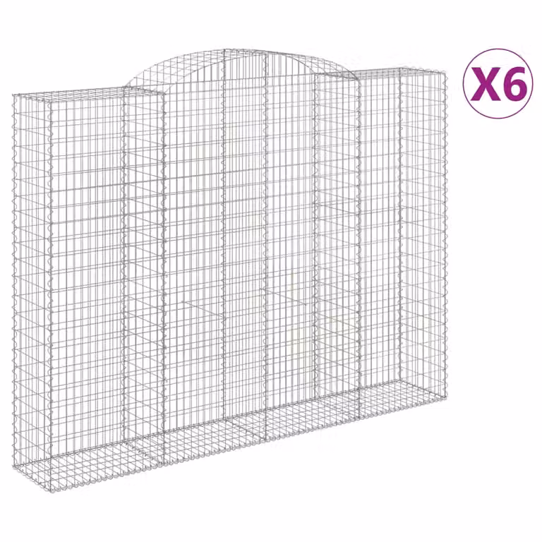 Set de 6 cestas de gaviones videx en forma de arco de acero galvanizado color plata An/P/Al: 300 x 50 x 220/240 cm