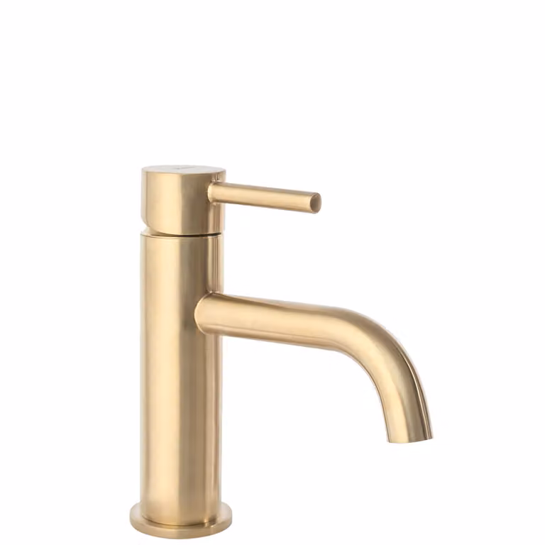 Grifo para lavabo Rea LUNGO de sobremesa en acabado latón dorado cepillado