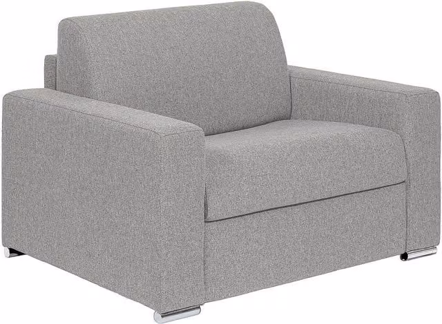 Sillón cama convertible Express de Vente-Unique en tejido gris claro con colchón de 14 cm