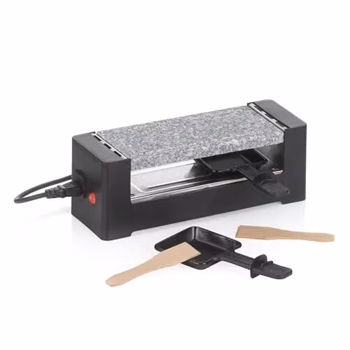 Mini raclette Kela TOMÜL con placa de granito para 2 personas, acero con revestimiento antiadherente, 400 vatios, An/P/Al: 33,0 x 11,0 x 11,5 cm