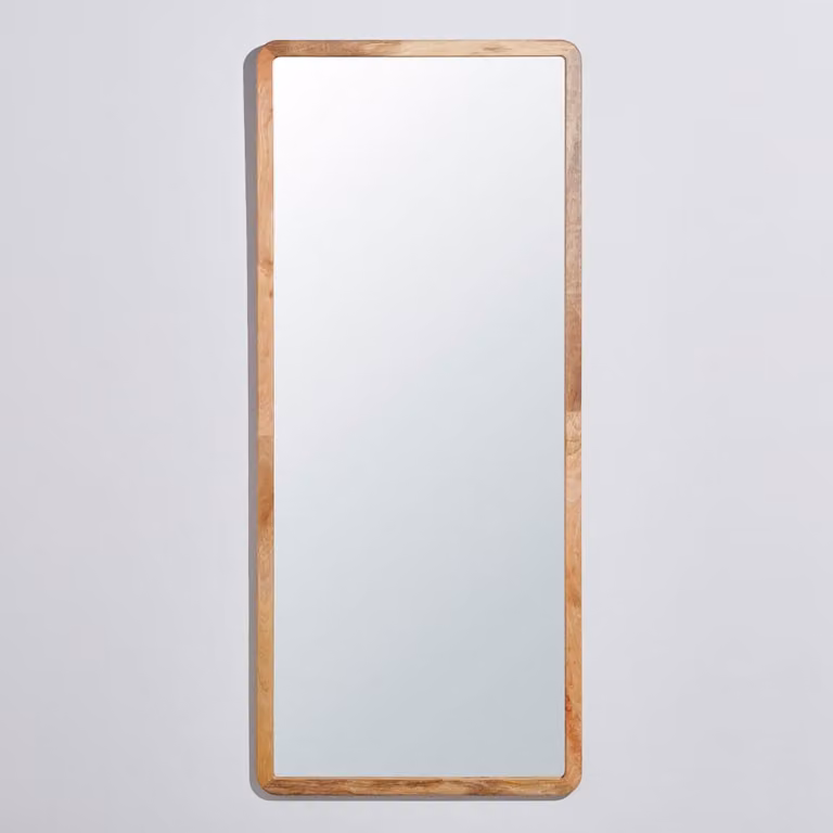 Espejo de pie minimalista Maisons du Monde de madera en color marrón y beige, rectangular, An/Al: 73 x 172 cm
