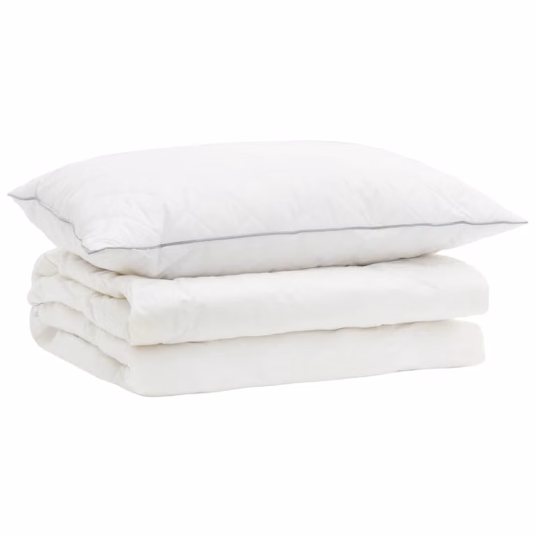 Juego de 2 edredones y almohadas vidaXL FULDA de plumón de ganso blanco, transpirables y aptos para alérgicos, An/P/Al: 150 x 200 cm