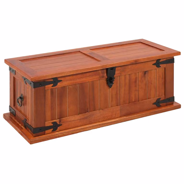 Baúl de almacenamiento de madera de acacia color marrón de vidaXL An/P/Al: 60 x 25 x 22 cm