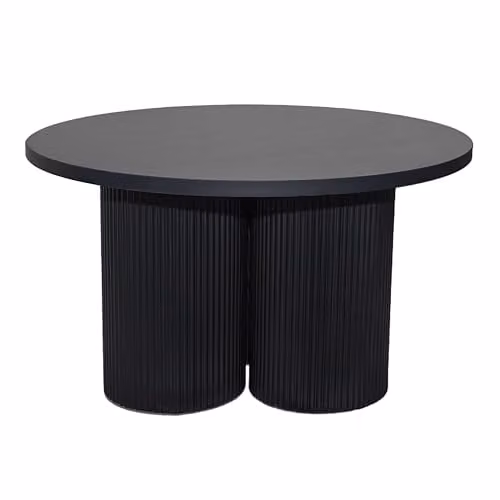 Mesa de centro redonda Oviala de estilo escandinavo en color negro y marrón con acabado mate