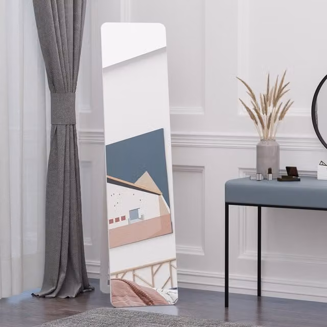 Espejo de cuerpo entero rectangular HOMCOM con marco de madera de pino, blanco, An/P/Al: 37 x 15 x 156 cm