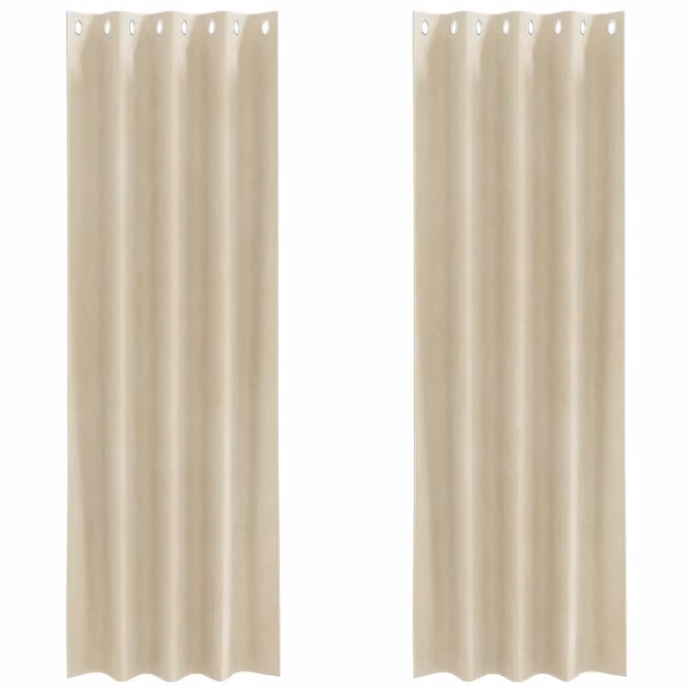 Set de 2 cortinas blackout de terciopelo vidaXL en color beige, An/Al: 140 x 260 cm