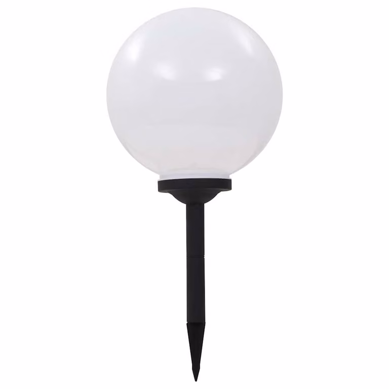 Set de 4 lámparas solares esféricas LED RGB vidaXL para exterior en color blanco y multicolor con sensor crepuscular, Diámetro: 30 cm