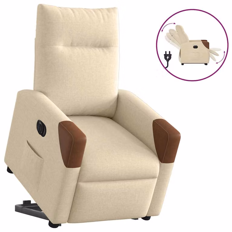 Sillón eléctrico reclinable y elevable vidaXL de tela color beige para personas mayores